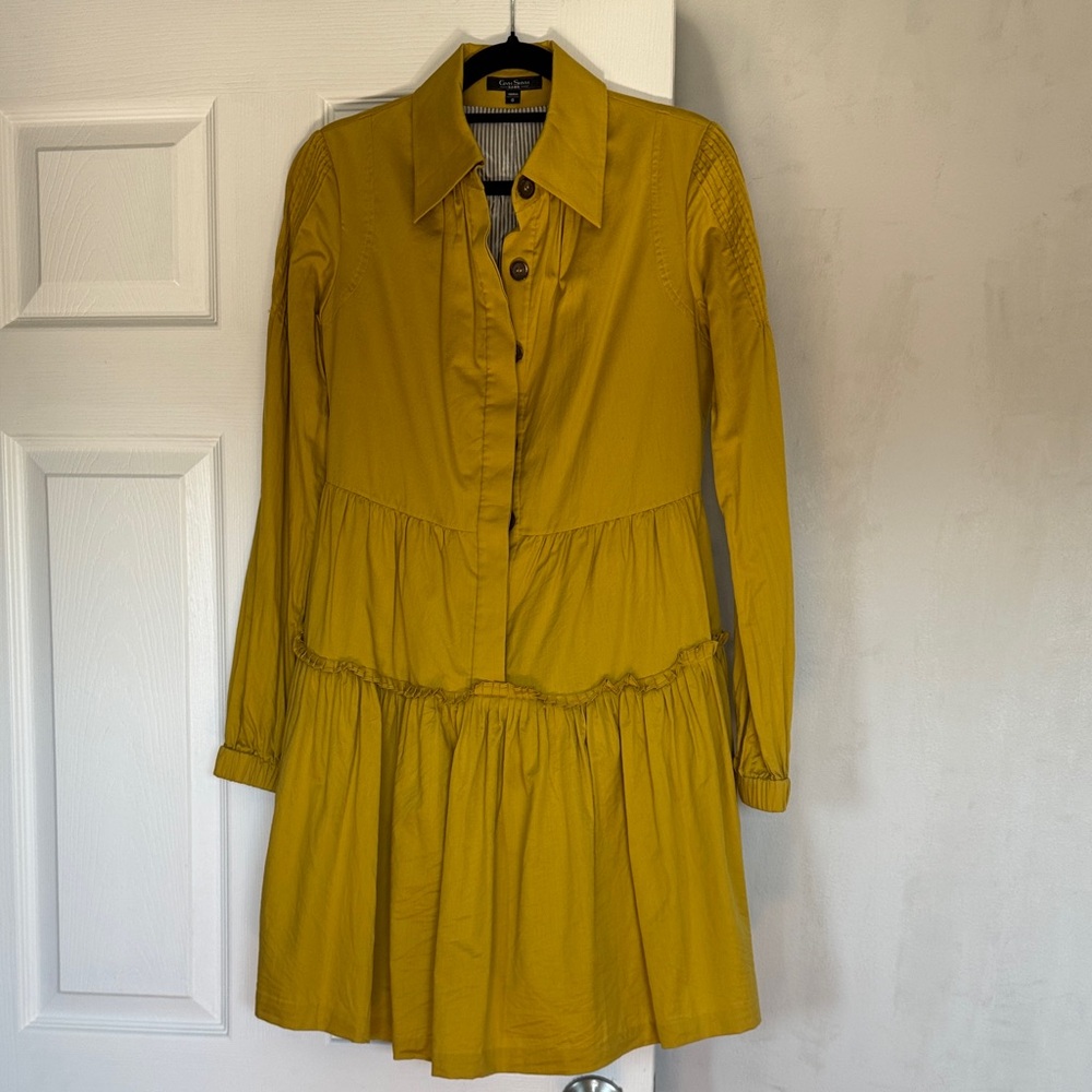 Mustard Yellow Tiered Shirt Dress
